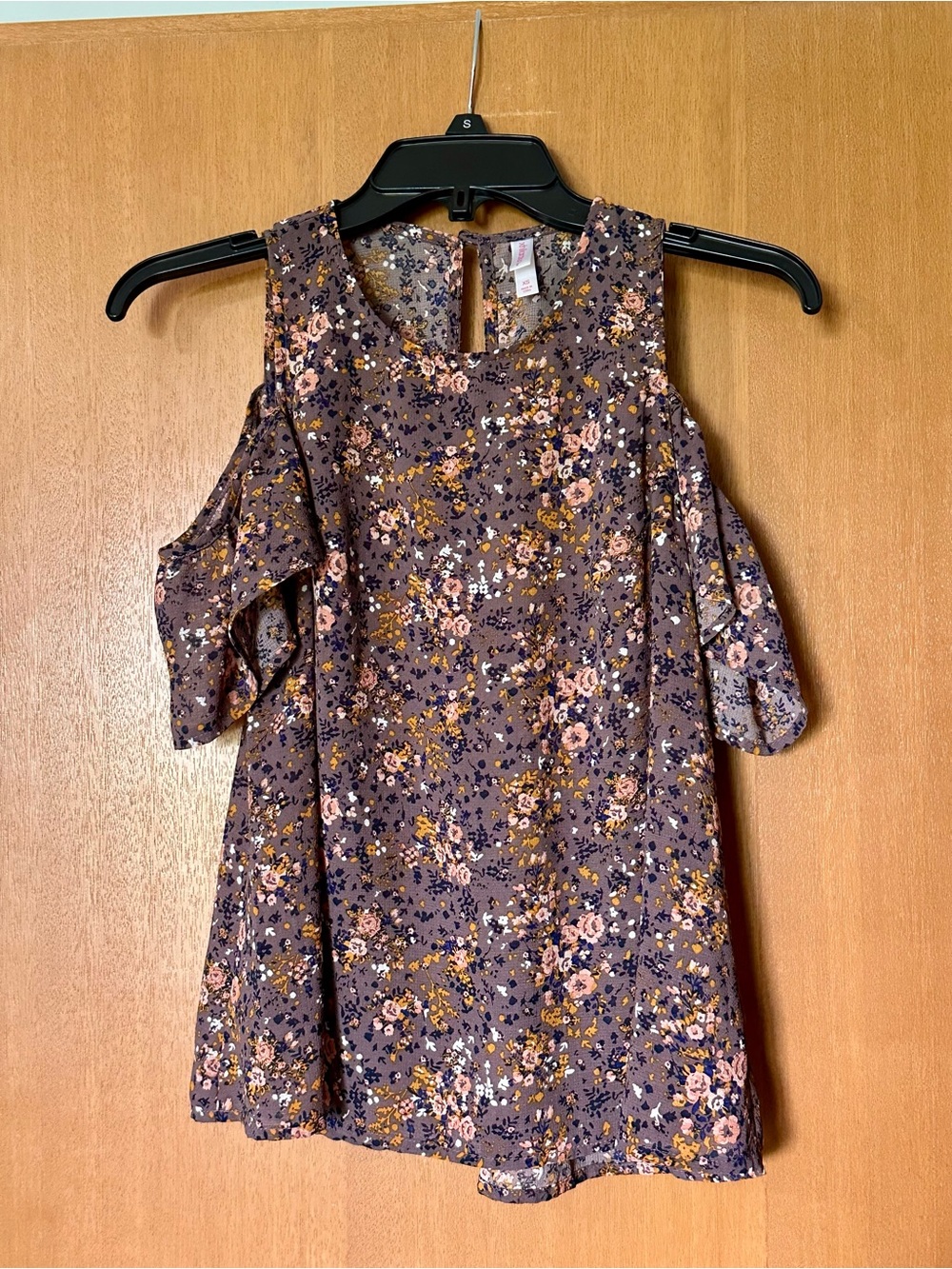 Target Purple Floral Cold-Shoulder Top